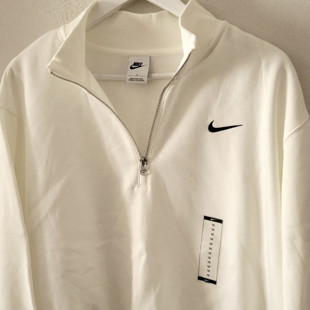 Nike Women's Sportswear Phoenix Fleece Oversized ½-zip Crop Sweatshirt - Sail - Picture 11 of 13